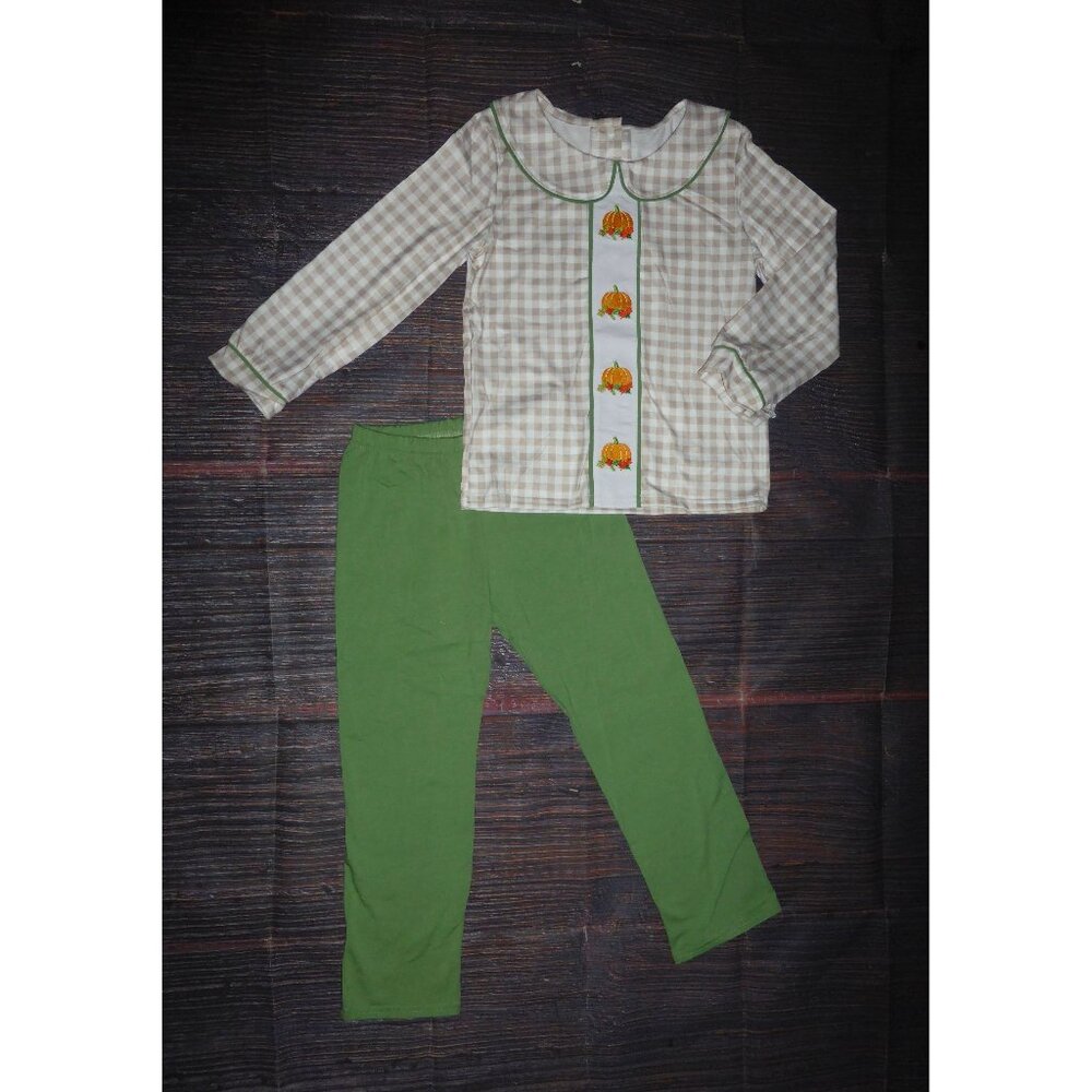 Boutique Pumpkin Boys Plaid Shirt Outfit Set